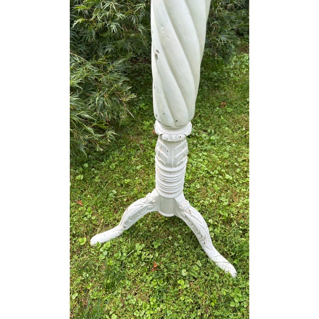 Tall Distressed Wood Claw Foot Painted Pedestal Plant Stand For Sale - Image 10 of 18