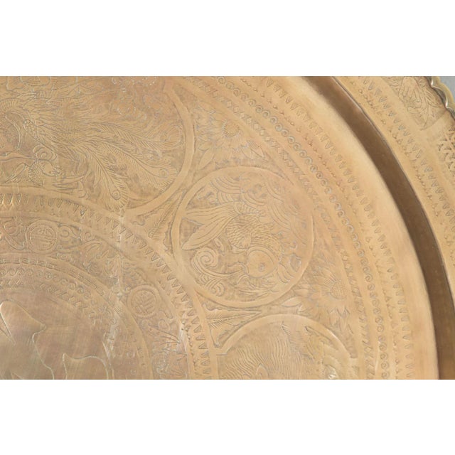 1950s Hanging Metal Brass Tray Mid Century Modern Chinoiserie Wall Decor 35 in D For Sale - Image 10 of 12