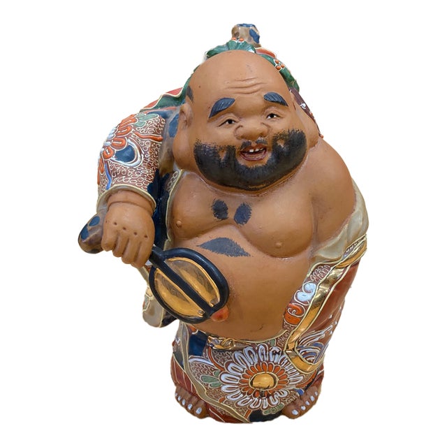 Early 20th Century Japanese Antique Kutani Hotei Buddha For Sale