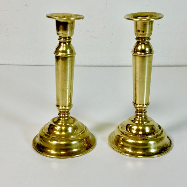 Mid-Century Modern Mid-Century Boho Chic Patinated Brass Candle Holders - A Pair For Sale - Image 3 of 9