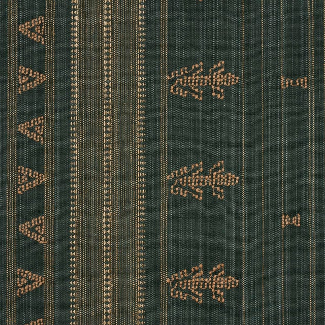 Contemporary Schumacher Nima Embroidered Cotton Linen Fabric In Jungle Green For Sale - Image 3 of 3