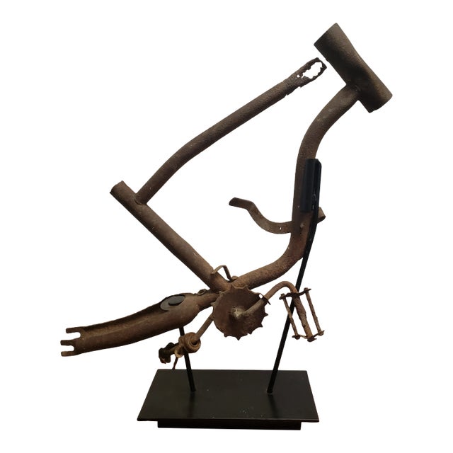 Vintage 1940s-50's Bicycle Sculpture With Stand For Sale