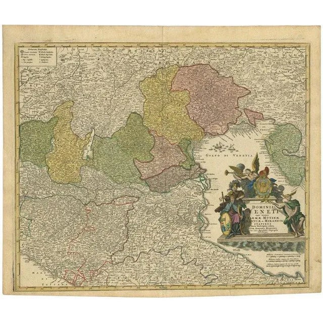 Antique Map of Northern Italy from Homann Heirs, 1730s For Sale - Image 6 of 6