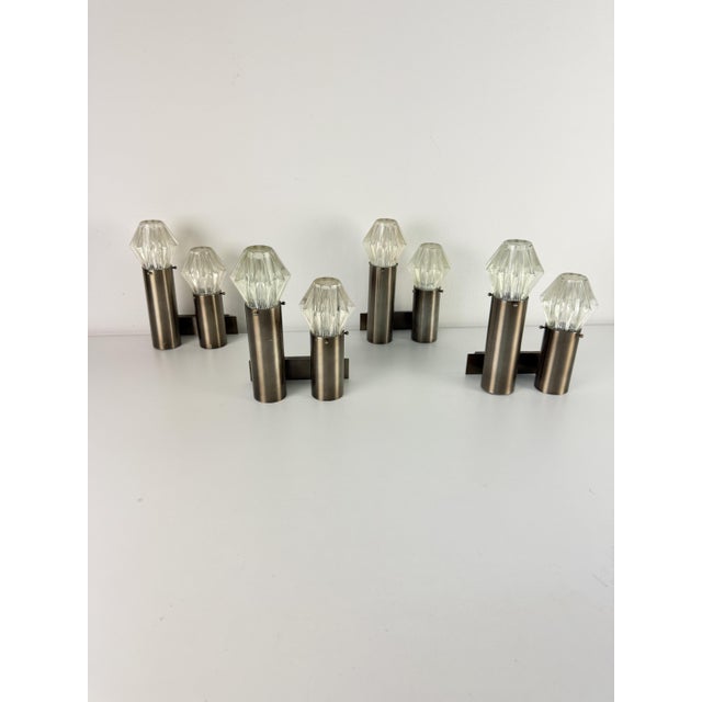 2-Light Wall Lamps, Italy, 1970s, Set of 4 For Sale - Image 3 of 12