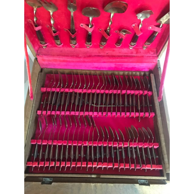Mid 20th Century Mid-Century Modern Thai Siam Buddha Brass and Rosewood Flatware Set of 142 For Sale In Los Angeles - Image 6 of 13