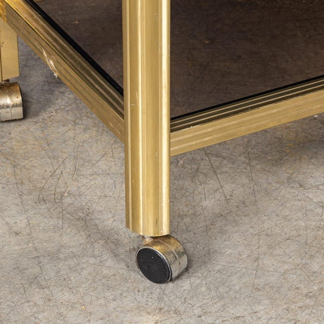 Vintage Brass and Smoked Glass Drinks Trolley from Maison Jansen, 1970 For Sale - Image 18 of 18
