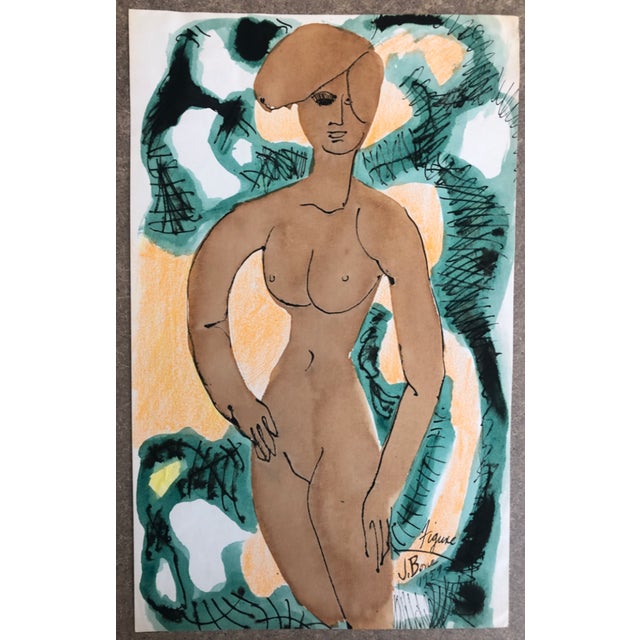 1959 James Bone Modern Female Nude Watercolor For Sale - Image 4 of 4