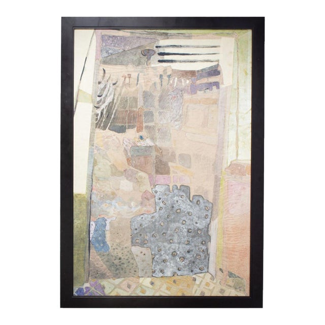 1960s Mixed Media Painting of an Interior by Walter Sorge For Sale