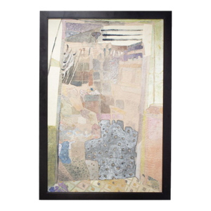 1960s Mixed Media Painting of an Interior by Walter Sorge
