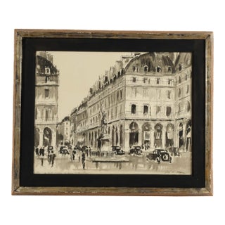 Framed Signed Guy De Neyrac Rue De Rivoli Mixed Media For Sale