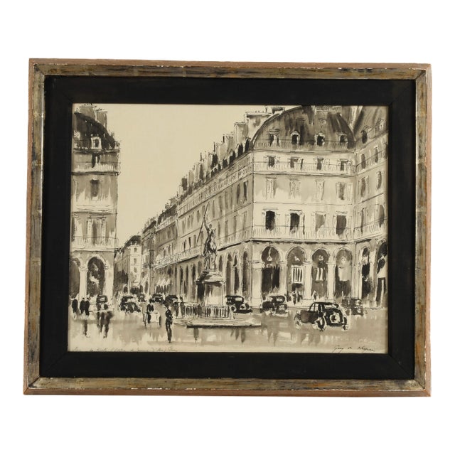 Framed Signed Guy De Neyrac Rue De Rivoli Mixed Media For Sale
