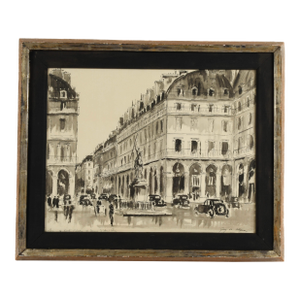 Framed Signed Guy De Neyrac Rue De Rivoli Mixed Media