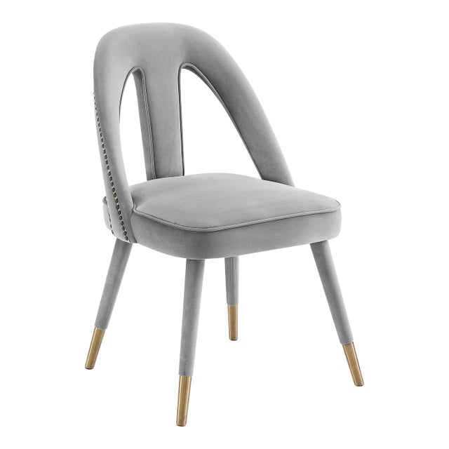 Petra Light Grey Velvet Side Chair For Sale