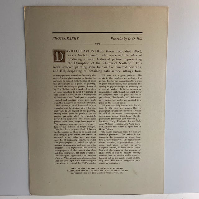 Shabby Chic 1905 Self Portrait by Hill Intaglio Gravure Print For Sale - Image 3 of 4