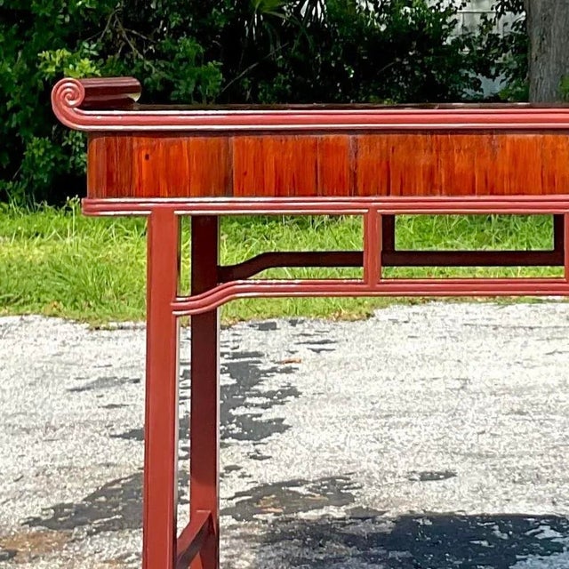 Late 20th Century Vintage Reclaimed Wood Tall Pagoda Console Table For Sale - Image 11 of 13