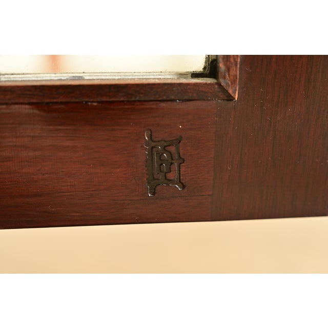 Charles Rohlfs Antique Arts & Crafts Carved Mahogany Sideboard or Bar Cabinet With Leaded Glass Doors, Circa 1900 For Sale - Image 14 of 15
