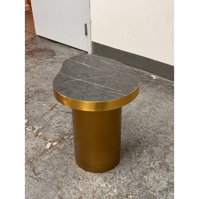 Michael Oren Design Marquina Marble Kidney Side Table For Sale - Image 9 of 12