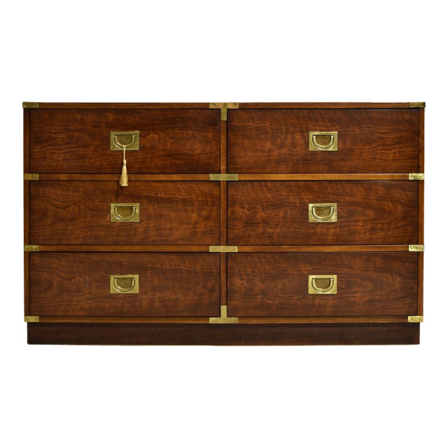 Mid Century Campaign Lowboy Dresser Brigade Collection by Drexel Heritage For Sale