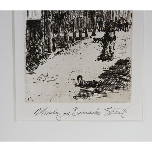 2000 posthumous edition etching on paper of the 1905 Monday on Barracks Street by Robert Bledsoe Mayfield (1869 - 1934)...