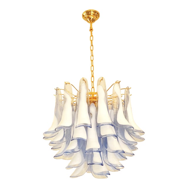 Blue “Selle-Petali” Murano Style Glass Sputnik Chandelier For Sale