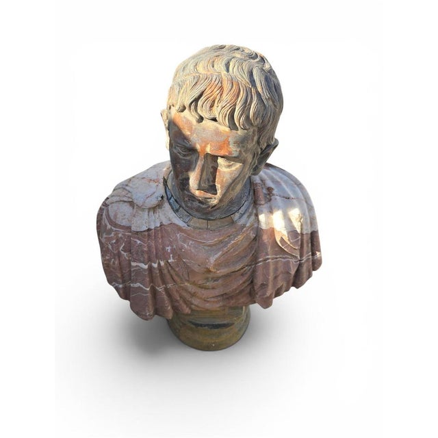 Roman Emperor Bust, 20th Century, Polychrome Marblle For Sale - Image 12 of 14