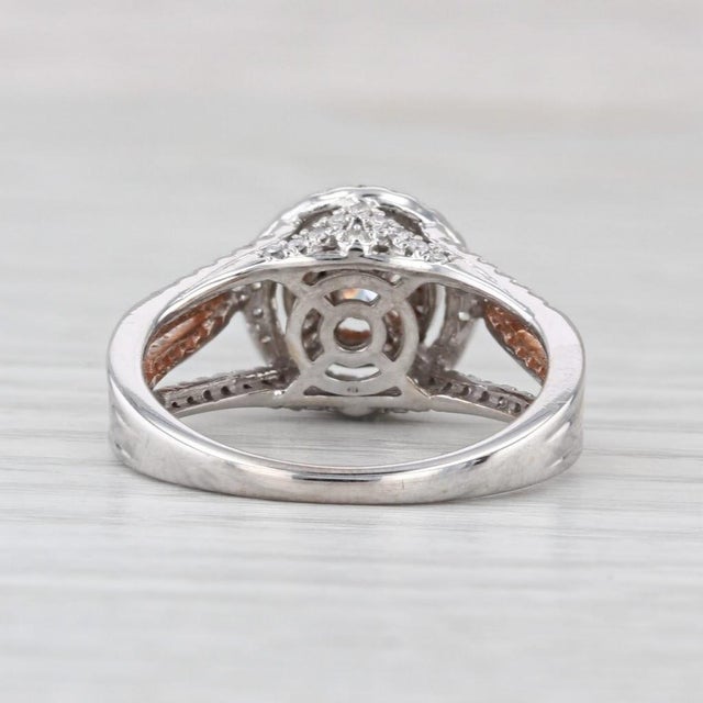 0.58ctw Diamond Halo Engagement Ring 14k White Rose Gold Size 7 Cathedral For Sale - Image 4 of 8