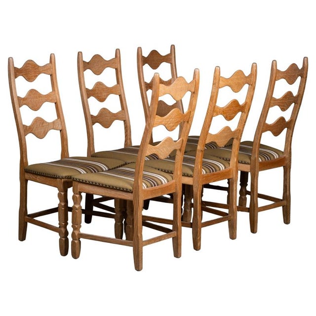 Brutalist Oak Dining Chairs by Henning Kjærnulf, 1960s, Set of 6 For Sale - Image 10 of 10