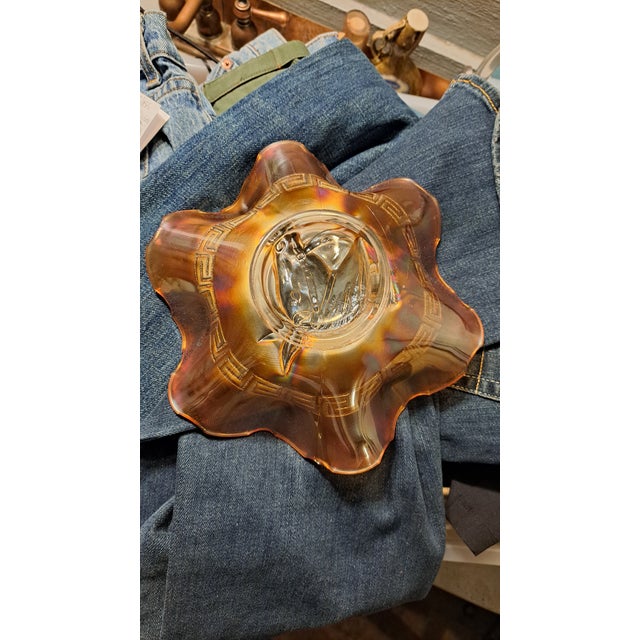 1950s Carnival Iridescent Marigold Horse Head Bowl Catch All Dish For Sale - Image 6 of 8