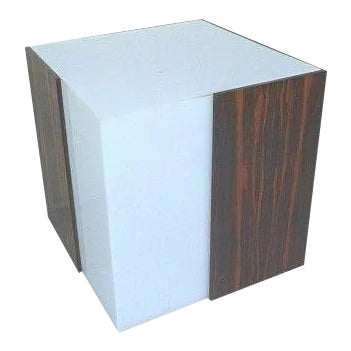 1970s Mid Century Modern Rosewood & Acrylic Floor Lamp Table For Sale