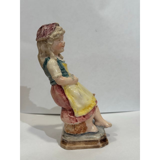 1940s Vintage Porcelain Figurine of Girl With a Basket For Sale - Image 4 of 6