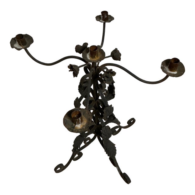 Antique Wrought Iron Candelabra For Sale