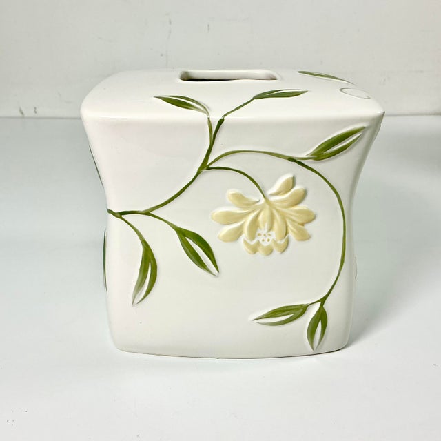 2019 Contemporary Art Nouveau Boho Chic Croscill Penelope Ceramic Tissue Box Cover. For Sale - Image 6 of 10