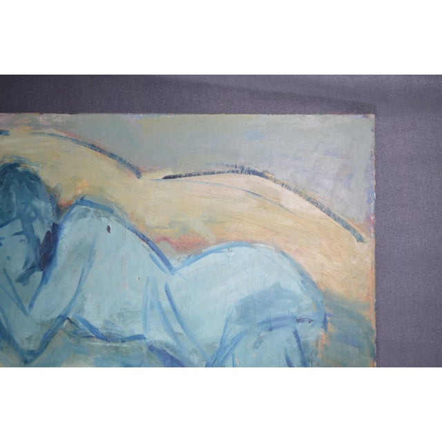 Rayuz (20th Century) “Blue Reclining Nude”, Oil on Canvas, Signed For Sale - Image 4 of 11