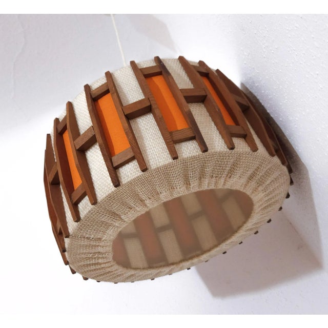 Mid-Century Modern Teak Wook Pendant Lamp, 1970s For Sale - Image 4 of 6