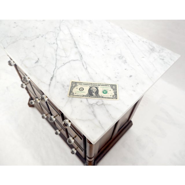 Brown Marble Top Drawers Burl Wood Decorative Cristal Balls Pulls Bachelor Chest MINT For Sale - Image 8 of 17
