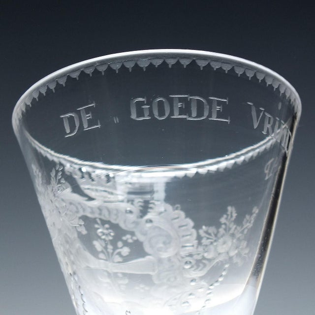 Antique Engraved Light Baluster Wine Glass, 1750 For Sale - Image 5 of 10
