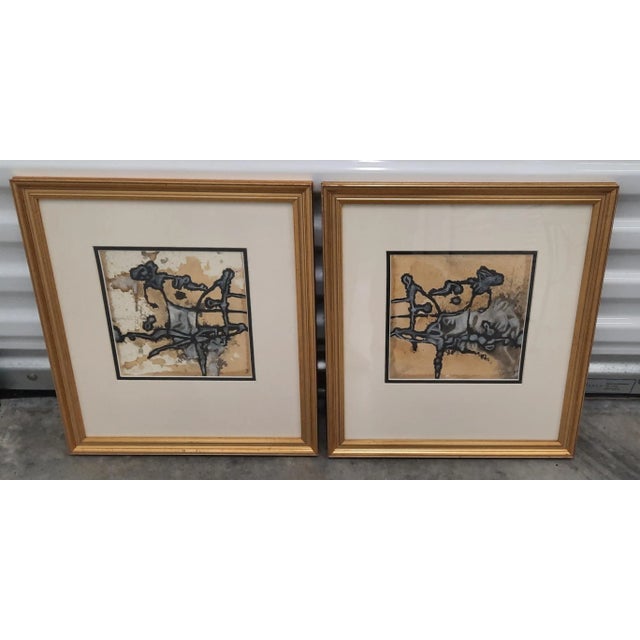 Multimedia Modern Paintings, a Pair Chairish