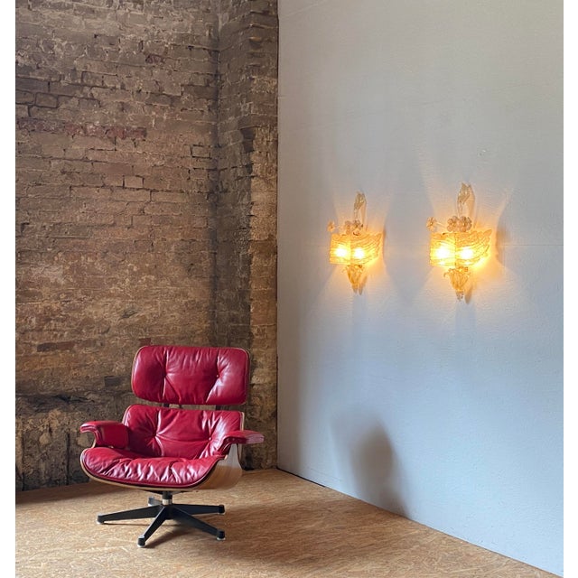 Hollywood Regency Vintage Italian Murano Glass Wall Lights with Gold by Barovier & Toso, 1970, Set of 2 For Sale - Image 3 of 6