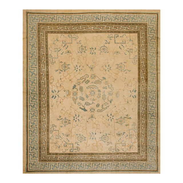 Antique Chinese Ningxia Rug 8' 8" x 9' 10" For Sale