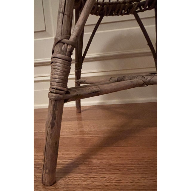 Decorative woven stool attributed to Franco Albini. Weathered finish. Perfect for a lake house.