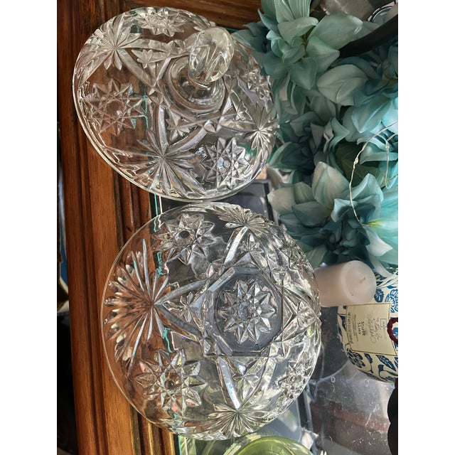 Vintage Anchor Hocking “Prescut” Crystal Clear Glass Candy Dish W/ Lid For Sale - Image 6 of 7