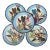 Rare 19th Century Set of 5 Porcelain Leaves & Birds Plates For Sale