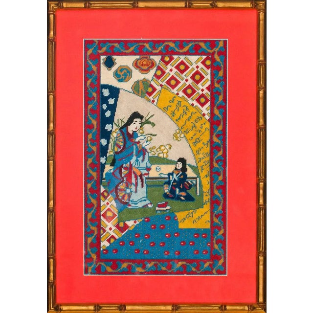 Chinoiserie Needlepoint Garden Scene For Sale