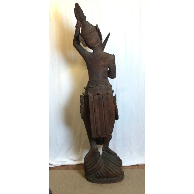 Asian Early 20th Century Hand Carved Hard Wood Balinese Warrior For Sale - Image 3 of 13