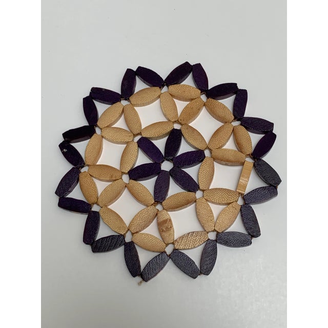 1970s Vintage Wooden Woven Coasters or Trivets- Set of 7 For Sale - Image 5 of 9