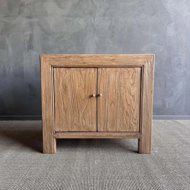 Niki Solid Reclaimed Elm Wood Nightstand in Natural Finish For Sale - Image 4 of 8