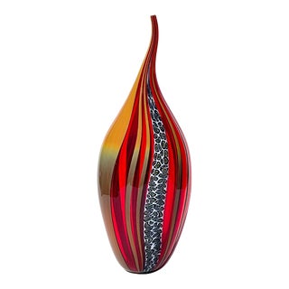 1980s Elio Raffaeli Murano Studio Art Glass Murrine Vase For Sale