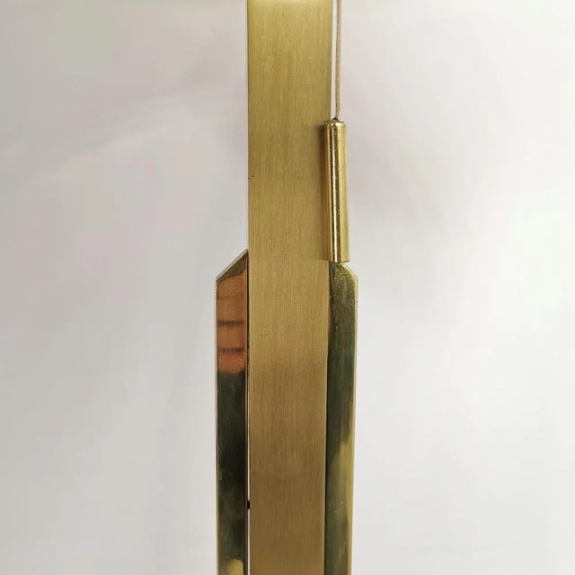 1970s Vintage Brass Lamp with Fabric Lampshade, 1970s For Sale - Image 5 of 9