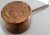 A French, large copper stock pan. Hand-forged with dove tailing. Very heavy with a nice aged patina. Handle has a cut-out...