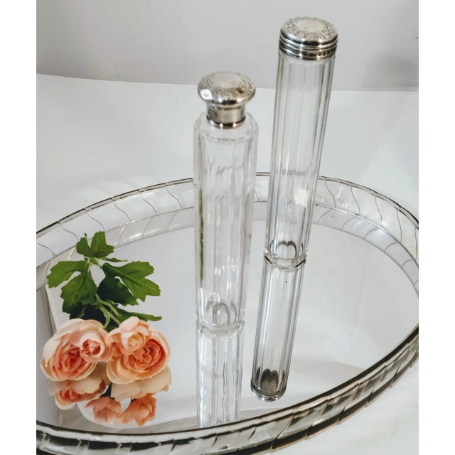 English Sterling Silver Glass Dresser Vanity Bottle For Sale - Image 10 of 13